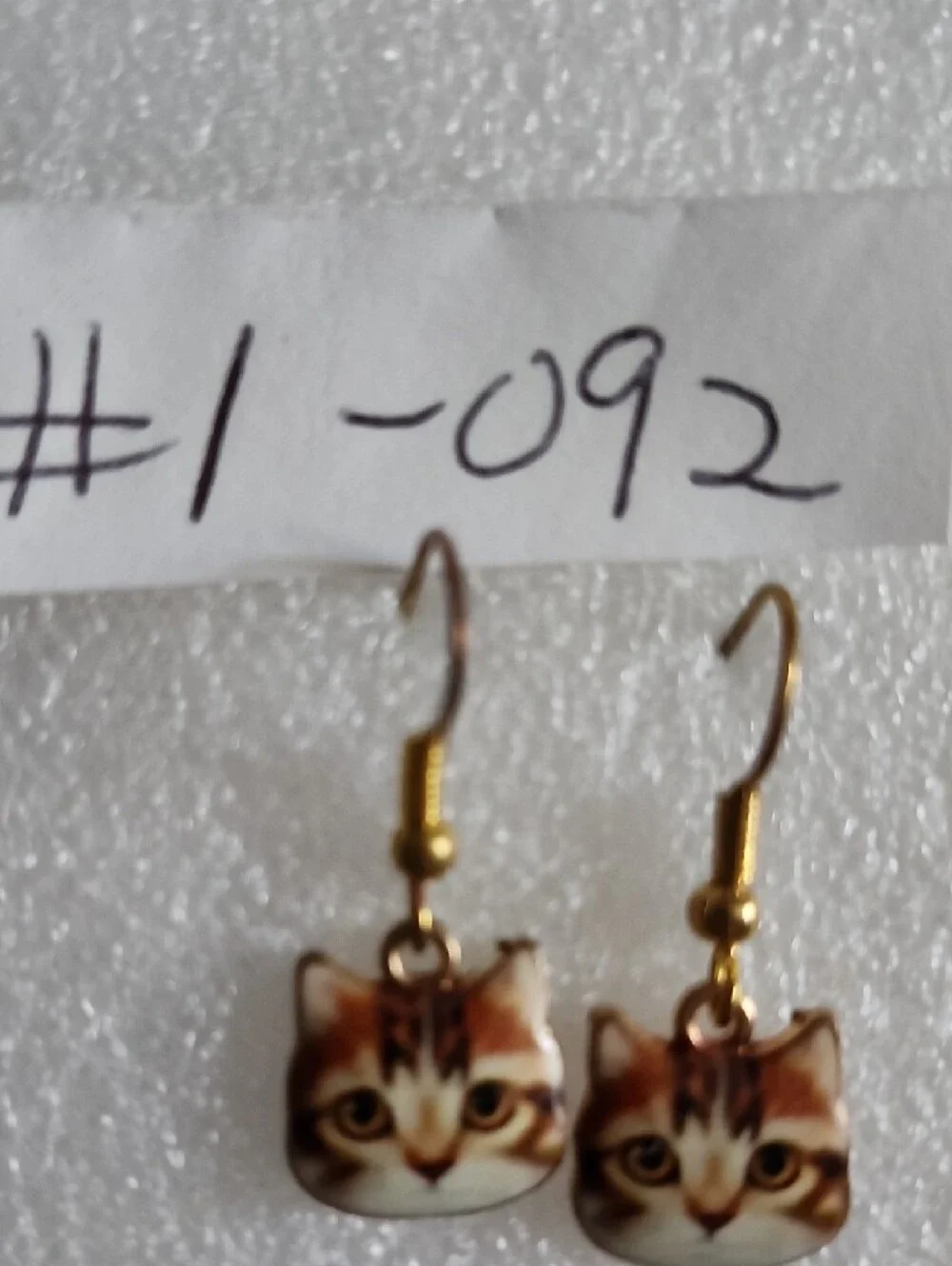 Hand Crafted Brown and Gold Cat Face Drop Earrings
